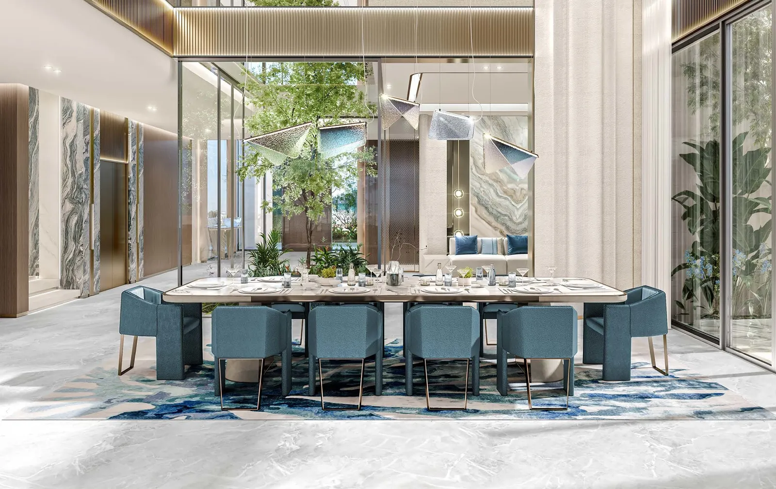 Grandeur Villa formal dining room at Al Thuraya Island